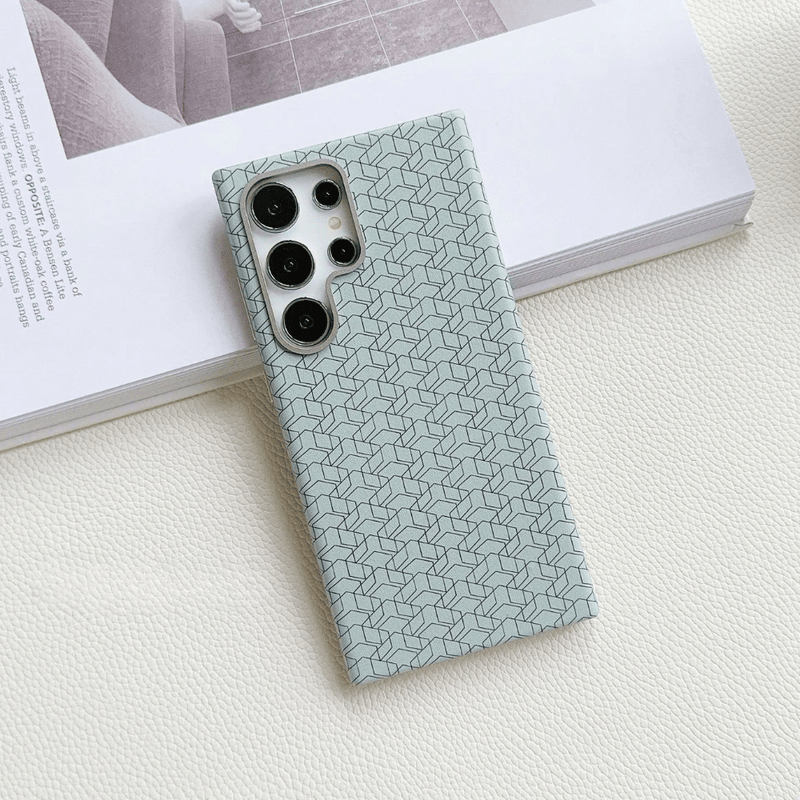 Case Samsung em Couro Xadrez Minmalista