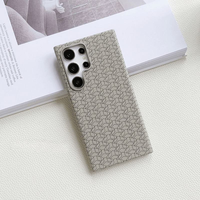 Case Samsung em Couro Xadrez Minmalista