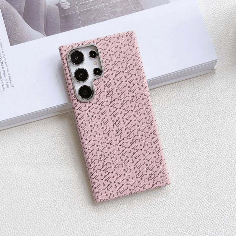 Case Samsung em Couro Xadrez Minmalista