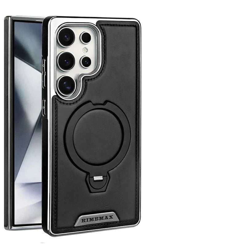 Capa em Couro Samsung com Suporte Girtatório MagSafe