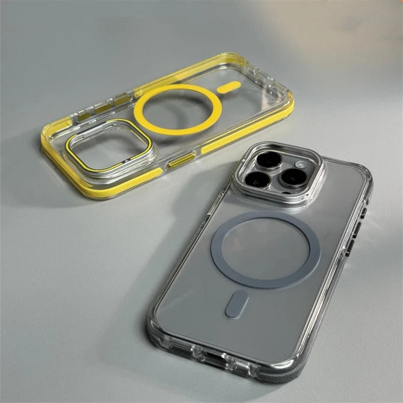Case iPhone Transparente Minimalista com Carregamento MagSafe