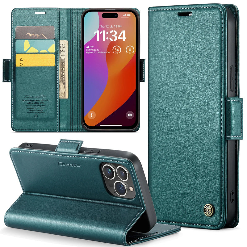 Case iPhone em Couro com Porta Cartões e Proteção 360°