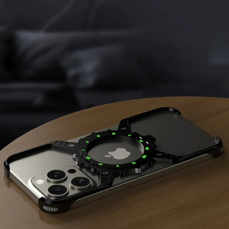 Case iPhone em metal e suporte 360º