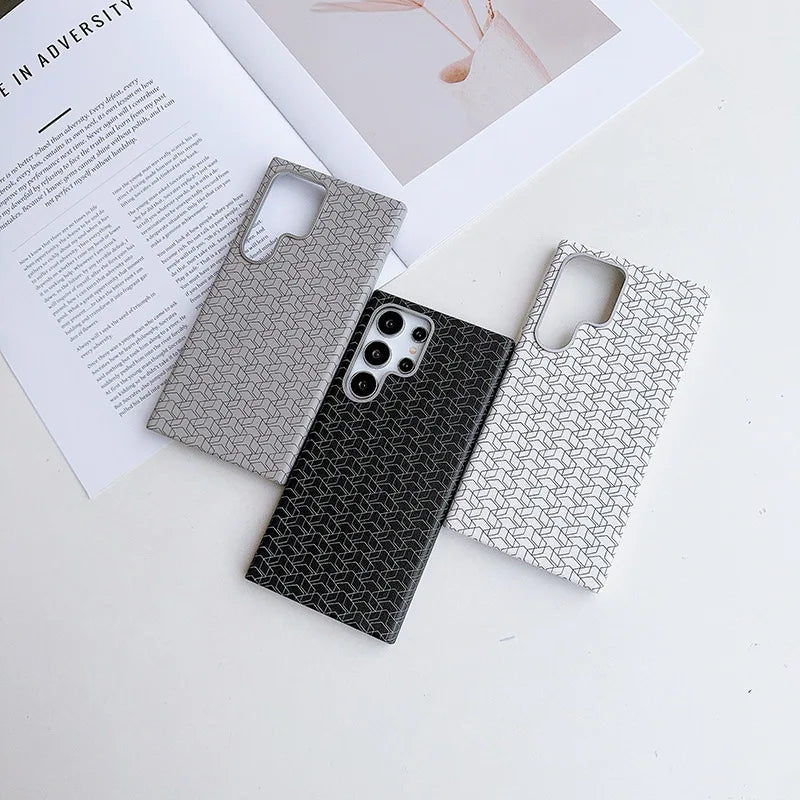 Case Samsung em Couro Xadrez Minmalista