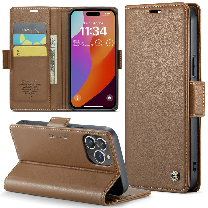 Case iPhone em Couro com Porta Cartões e Proteção 360°