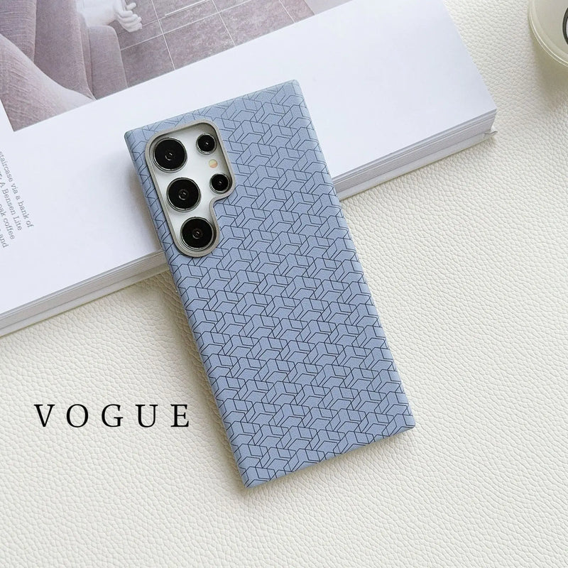 Case Samsung em Couro Xadrez Minmalista