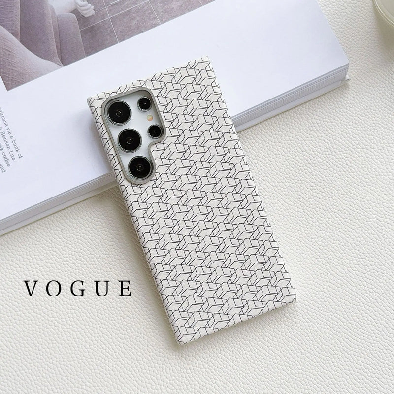 Case Samsung em Couro Xadrez Minmalista