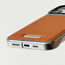 Case iPhone em Metal com revertimento em Couro e Carregamento MagSafe