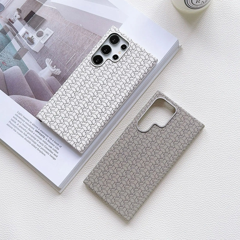 Case Samsung em Couro Xadrez Minmalista