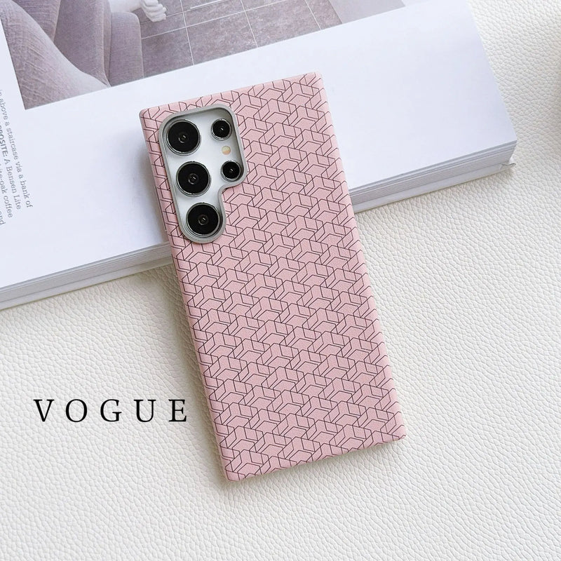 Case Samsung em Couro Xadrez Minmalista