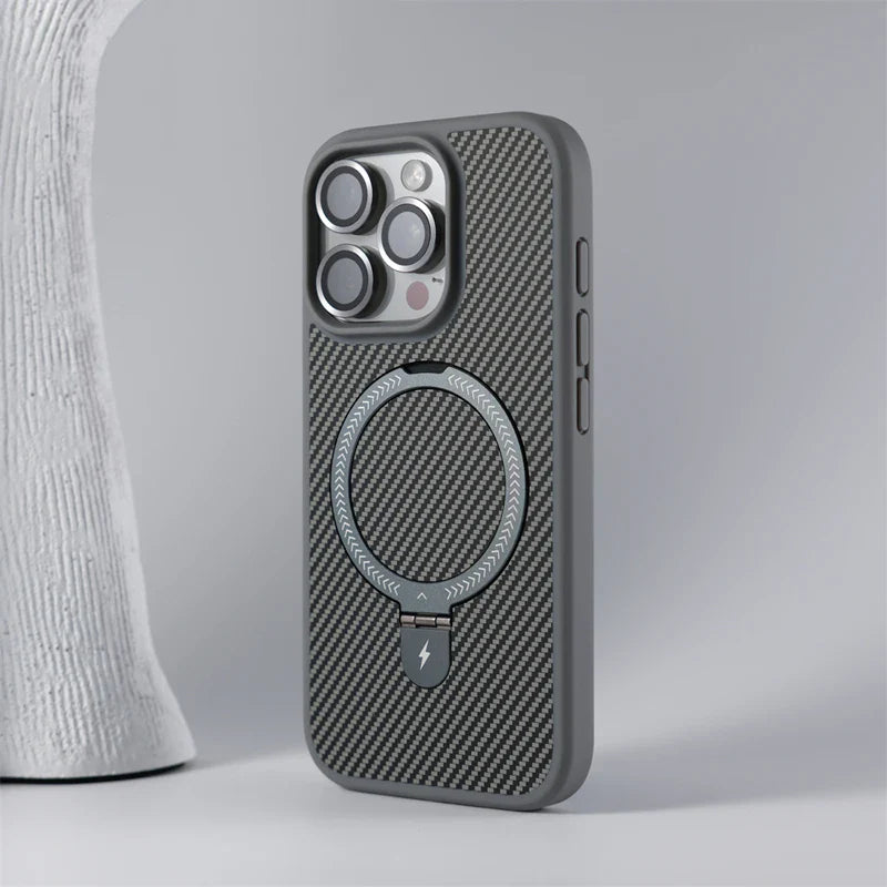 Case iPhone em Fibra de Carbono Anti-Impacto com Carregamento MagSafe