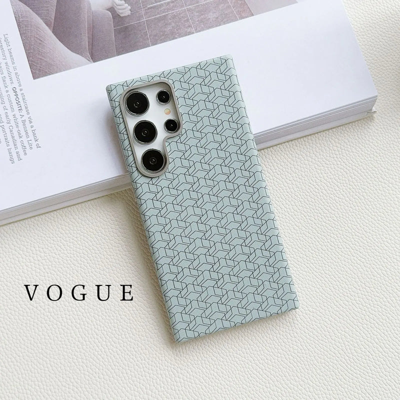 Case Samsung em Couro Xadrez Minmalista