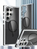 Case Samsung em carbono e proteção dedicada de câmeras + MagSafe