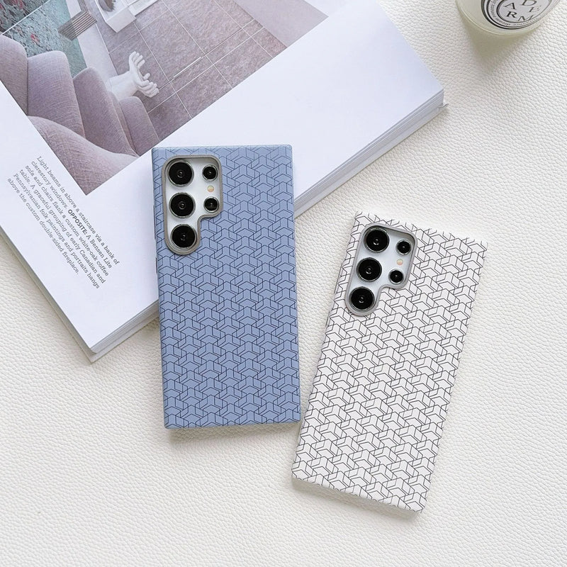 Case Samsung em Couro Xadrez Minmalista