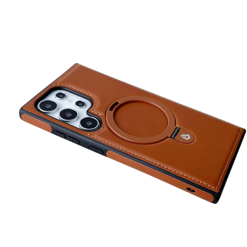 Case Samsung em Couro Premium e carregamento MagSafe
