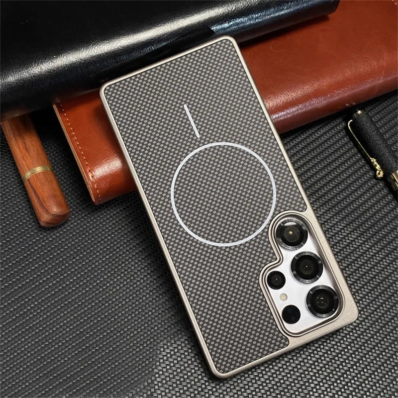 Case Samsung Premium em Fibra de Carbono Minimalista MagSafe