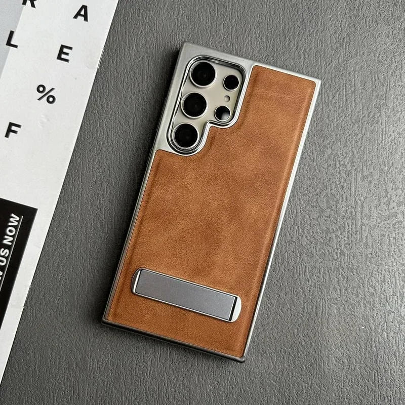 Case Samsung em Couro Genuíno com Suporte Dobrável