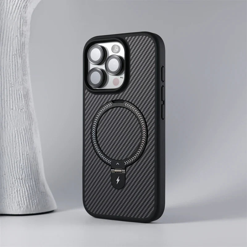 Case iPhone em Fibra de Carbono Anti-Impacto com Carregamento MagSafe