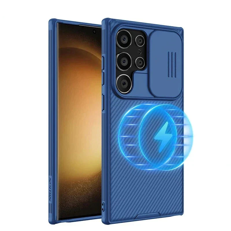 Case Samsung com carregamento sem fio e proteção de câmeras