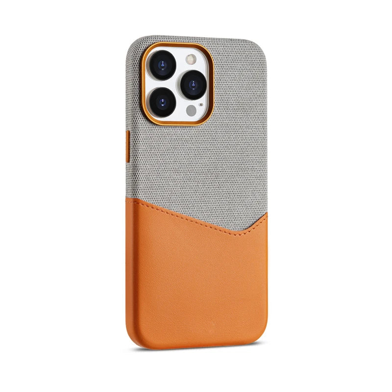 Case iPhone em Tecido e Couro Minimalista
