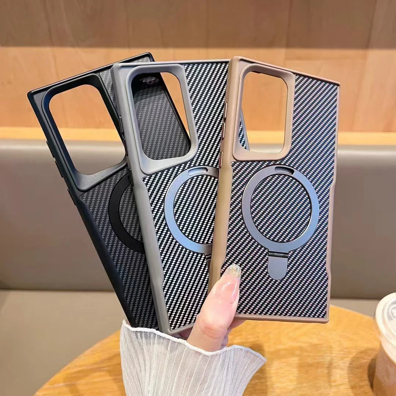 Case Samsung com Acabamento em Carbono e Carregamento MagSafe