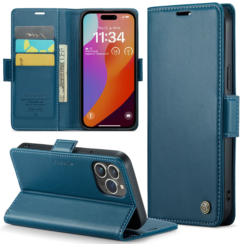 Case iPhone em Couro com Porta Cartões e Proteção 360°