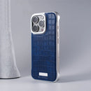 Case iPhone em Couro com acabamento em Metal Reforçado