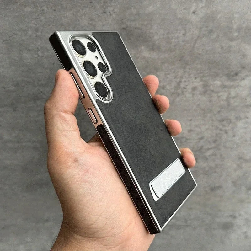 Case Samsung em Couro Genuíno com Suporte Dobrável