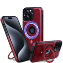 Case iPhone em couro e suporte magnético flexível MagSafe