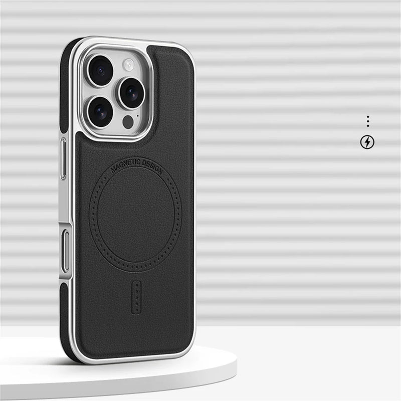 Case iPhone Minimalista em Couro e Proteção Anti-Impacto MagSafe