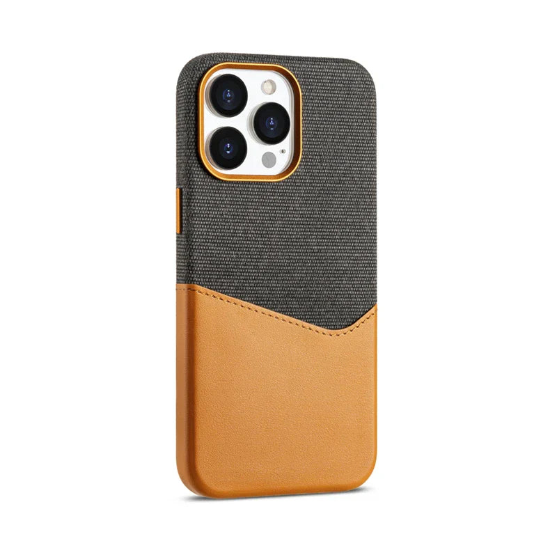Case iPhone em Tecido e Couro Minimalista