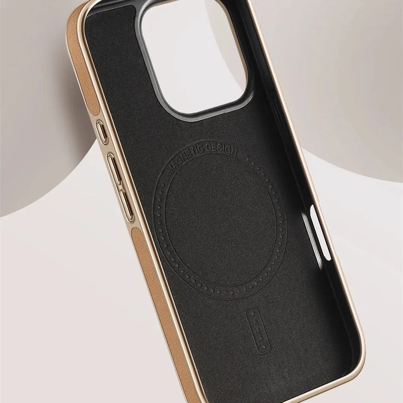 Case iPhone Minimalista em Couro e Proteção Anti-Impacto MagSafe