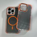 Case iPhone Transparente com Fibra de Carbono e Carregamento MagSafe