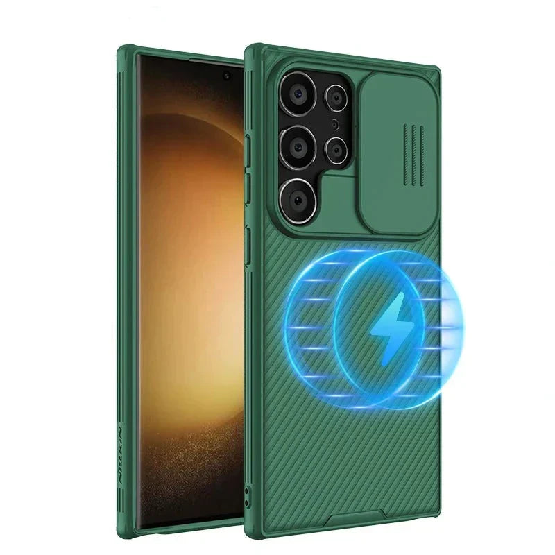 Case Samsung com carregamento sem fio e proteção de câmeras