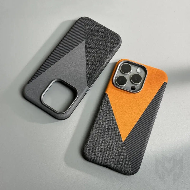 Case iPhone em Couro e Carbono com Proteção Anti-impacto